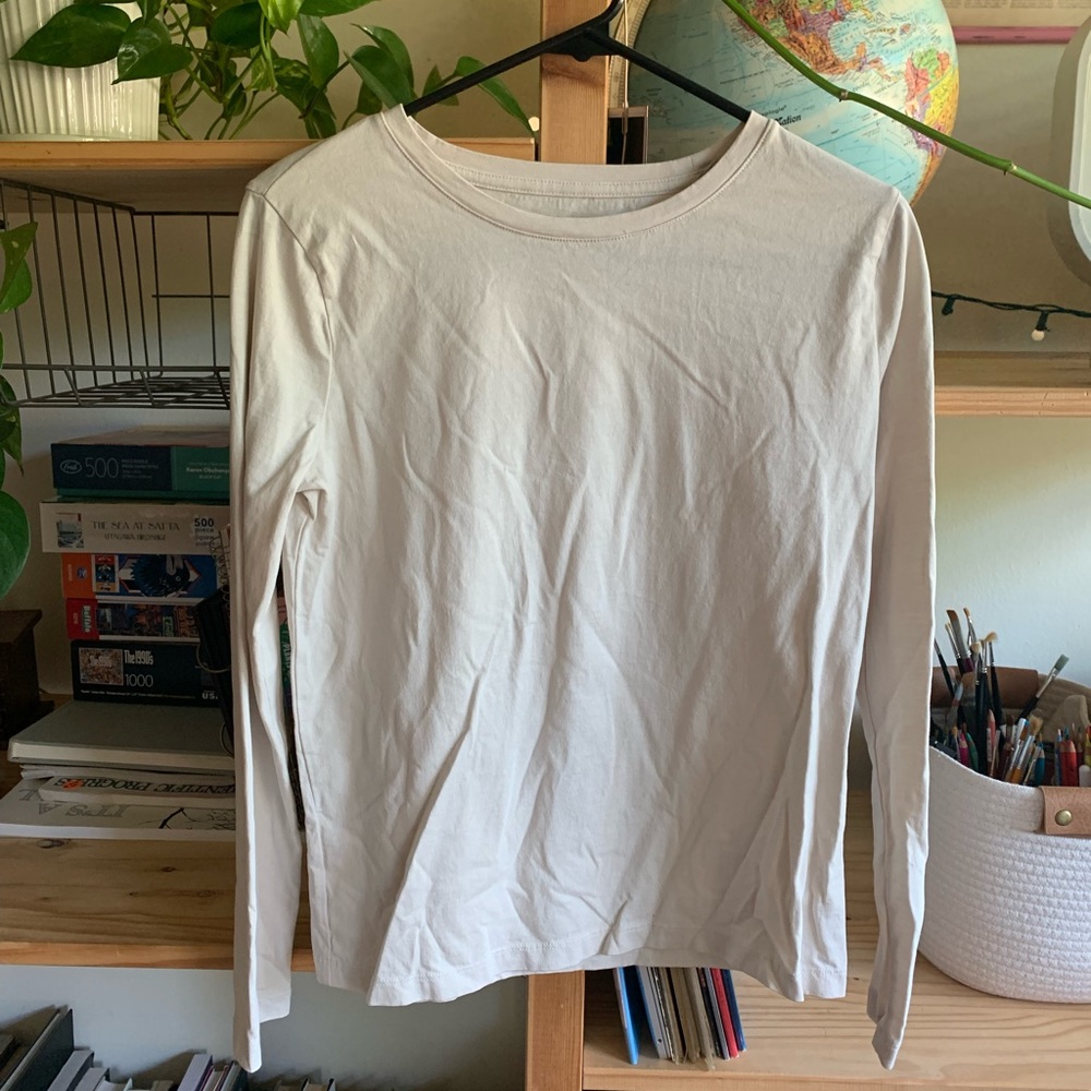 Simple, Whit, Long sleeve, Tee